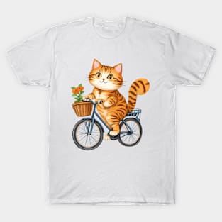 Cute Cat Riding a Bicycle T-Shirt